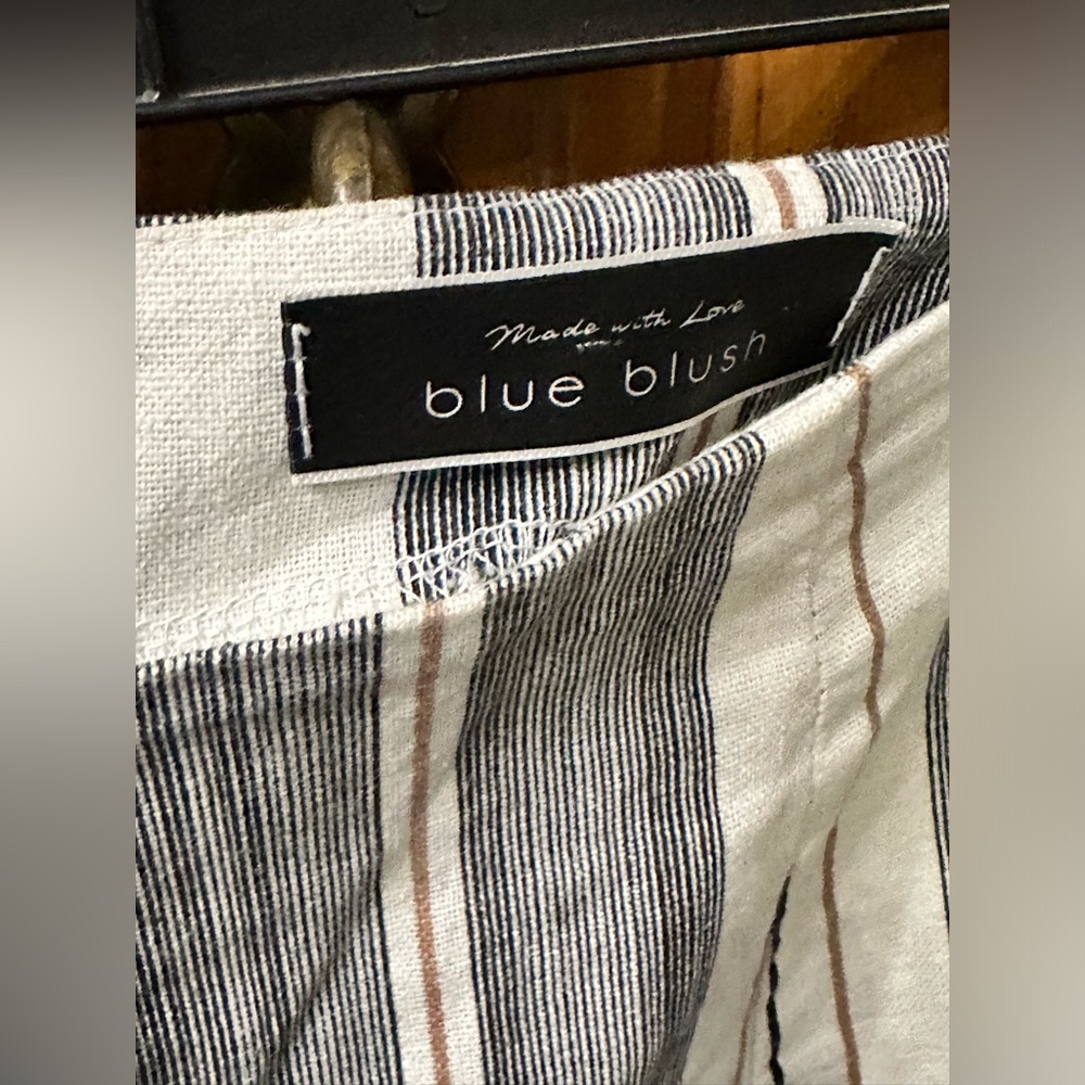 Blue Blush Striped Black White & Brown Extra Wide Leg Women’s Pants - Picture 5 of 6